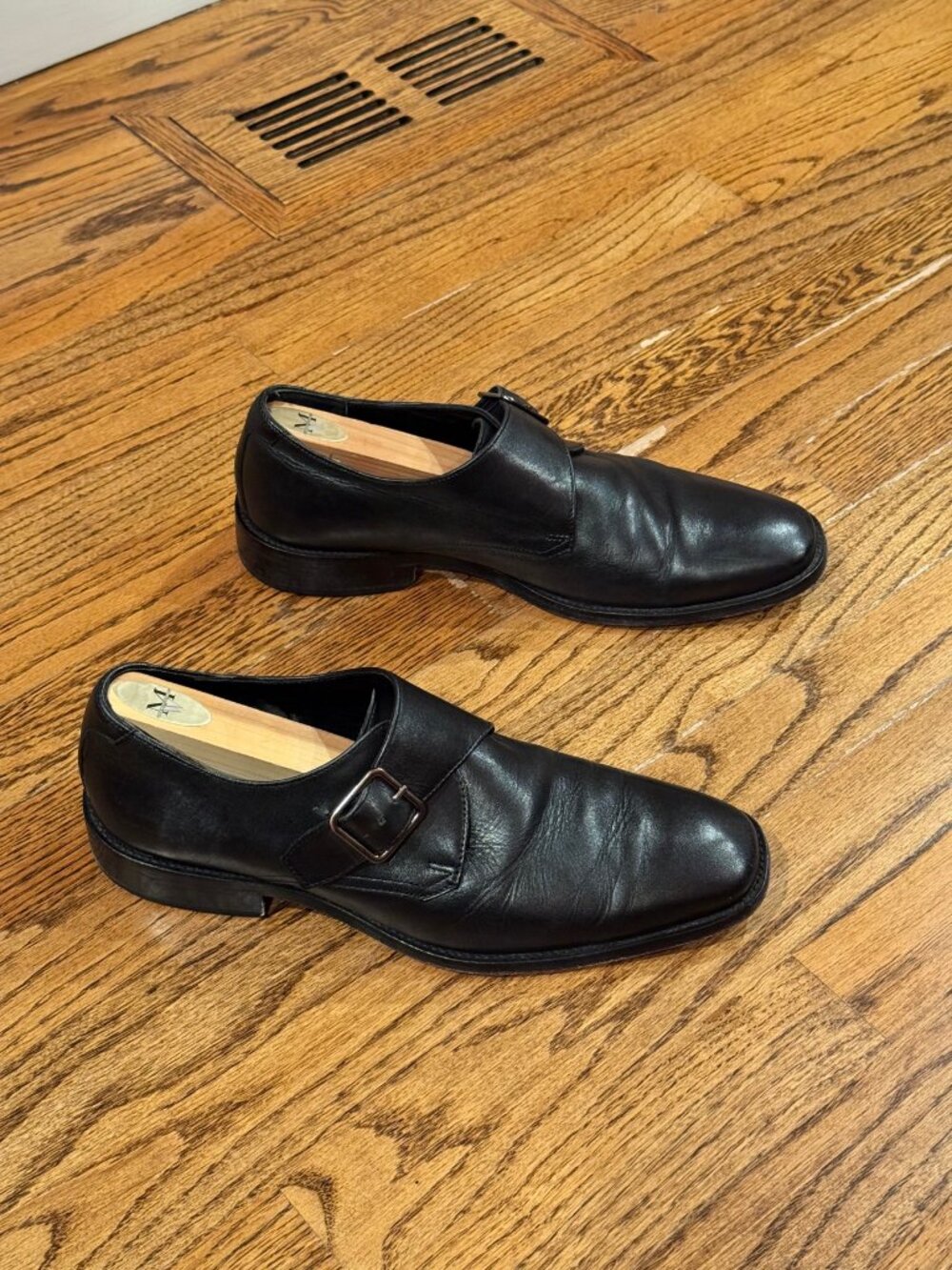 Johnston & Murphy Redford Single Buckle Monk Strap Dress Shoes Black Mens 9.5 M
